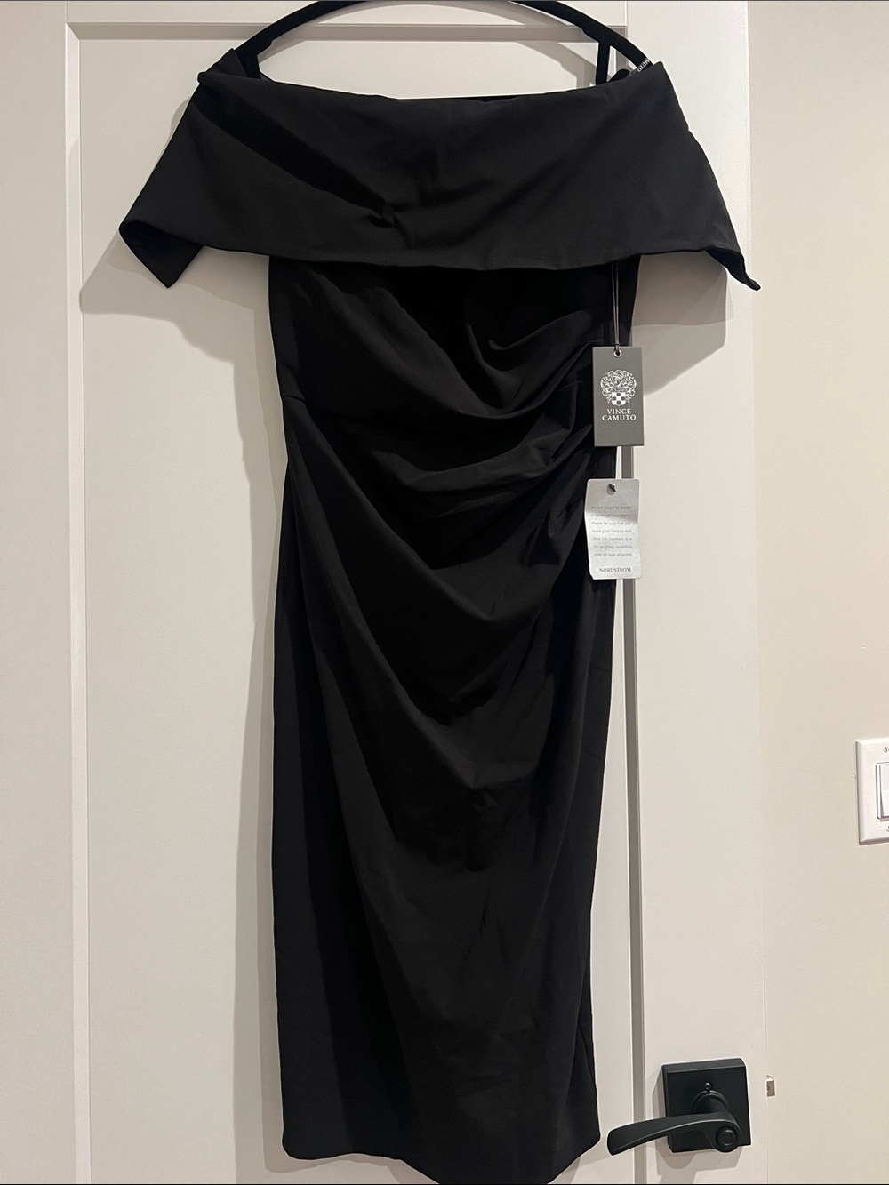 Vince Camuto Black Off-Shoulder Midi Dress